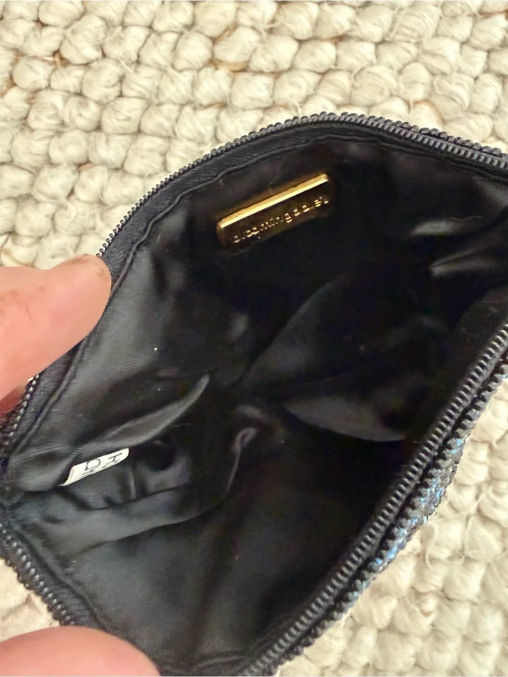Bloomingdale's Beaded Zebra Zip Pouch-Style Clutch - Black and Blue